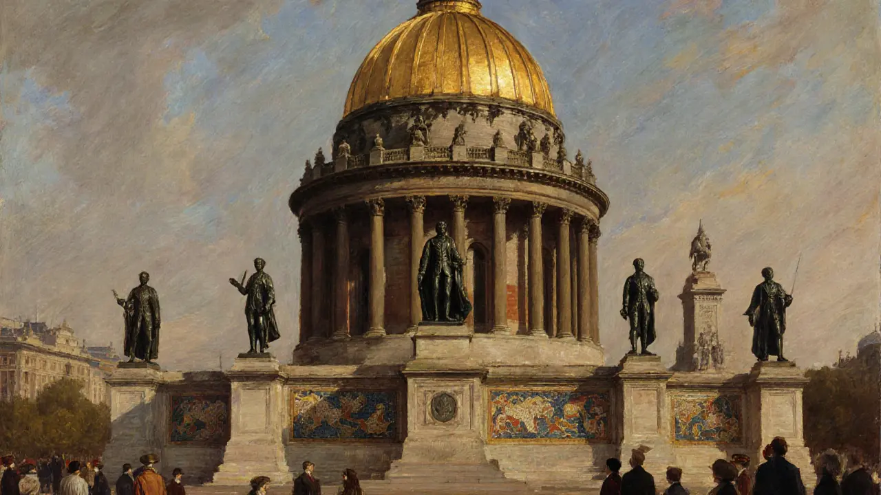 Albert Memorial with ornate Gothic architecture and surrounding statues.