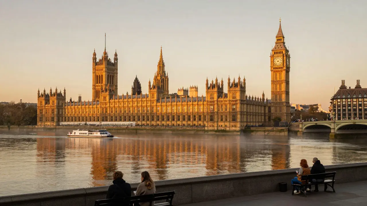 The Houses of Parliament: Majestic Views from the Thames in London